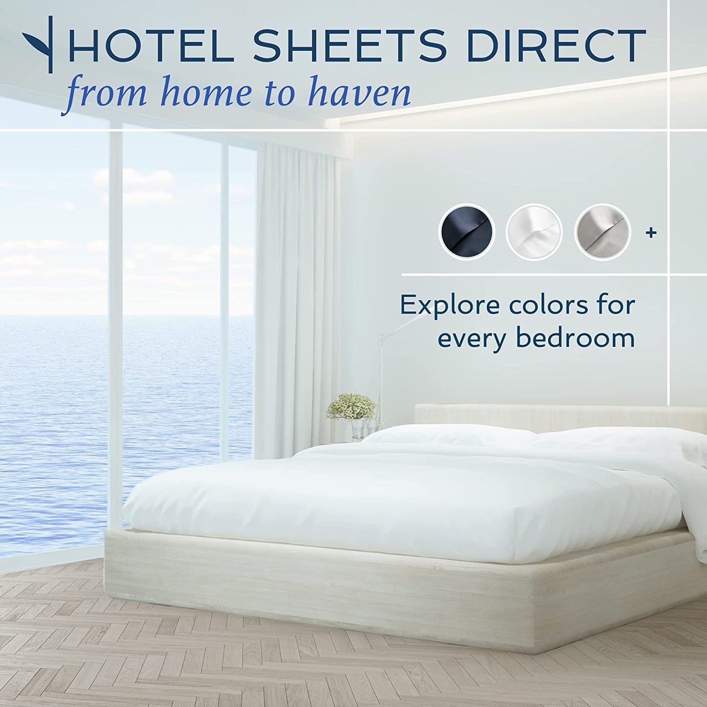 4 piece bed sheet set queen, 100% viscose derived from bamboo sheets set with 2 pillowcases, cooling & breathable luxury bedding, moisture-wicking & silky soft texture, navy blue