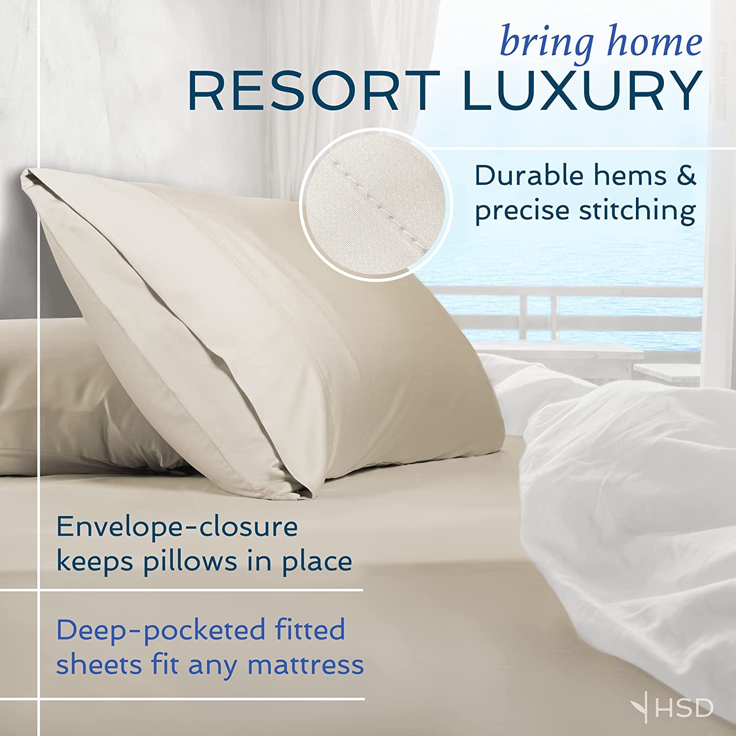 4 Piece Bed Sheet Set Queen, 100% Viscose Derived from Bamboo Sheets Set with 2 Pillowcases, Cooling & Breathable Luxury Bedding, Moisture-Wicking & Silky Soft Texture, Navy Blue
