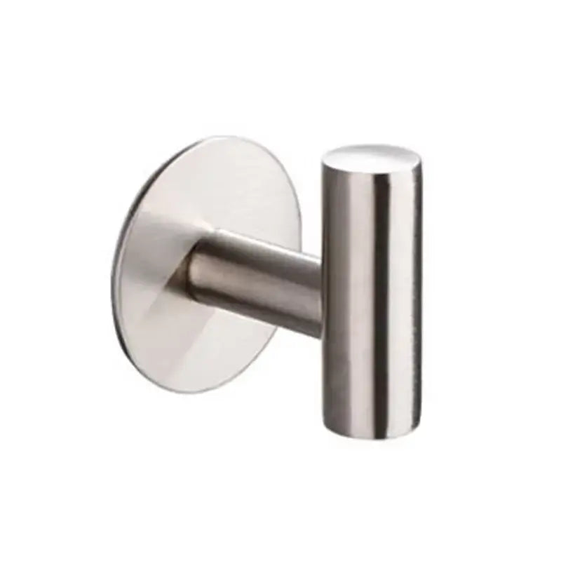 Stainless steel adhesive wall hook for robe, sleek design, durable, easy installation, modern home accessory.