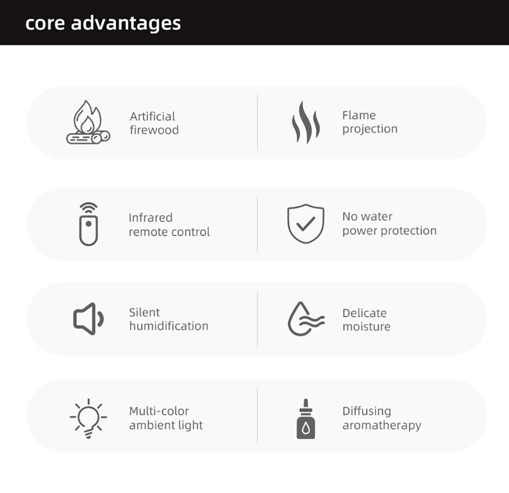 aroma air humidifier essential oil diffuser for home fragrance diffuser flame air humidifier with rgb light and remote control