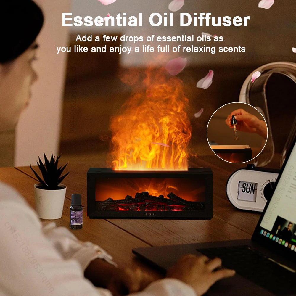 aroma air humidifier essential oil diffuser for home fragrance diffuser flame air humidifier with rgb light and remote control